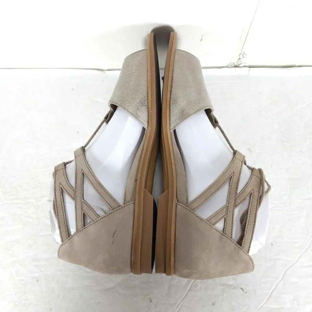 Paul Green Women's Morea US 8,5 Uk 6 Leather Metallic Taupe Lace-Up Sandals